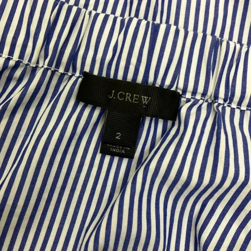 J. Crew Blue Striped Top Size 2 Off Shoulder Embellished